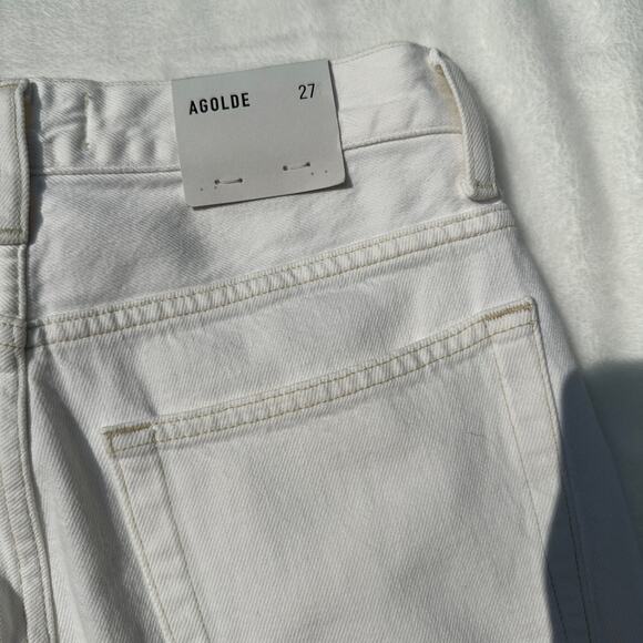 AGOLDE 90's Pinch Waist High Rise Cutoff Jean Shorts Porcelain White Size 27 - Picture 11 of 14